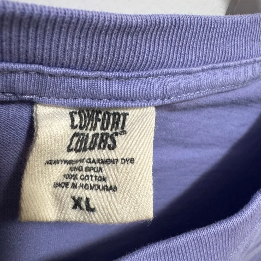 Comfort Colors XL Embroidered Cat & Flowers T-Shirt Lavender  Cotton Cottagecore - Picture 3 of 3